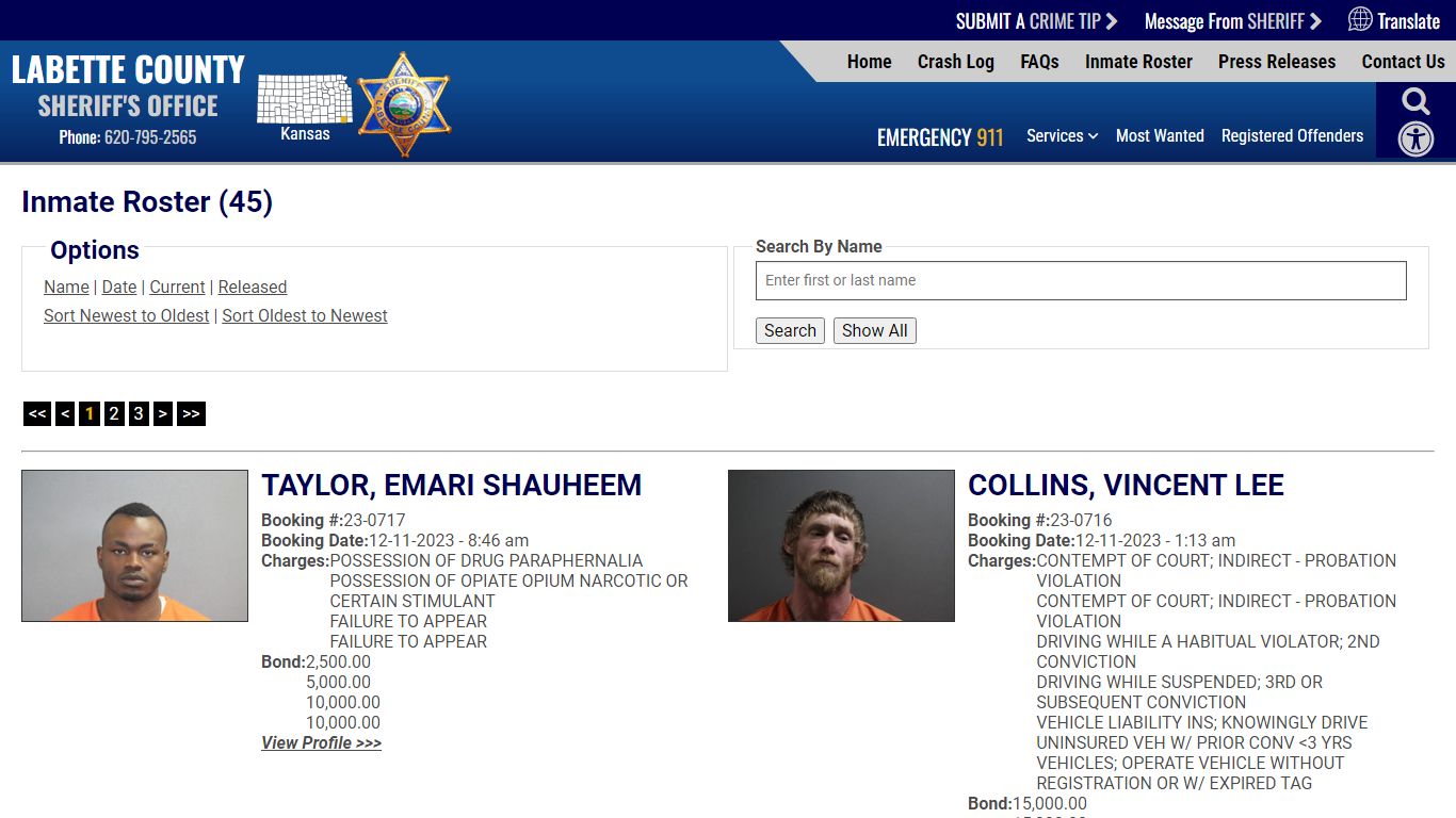 Current Inmates Booking Date Descending - Labette County Sheriff KS